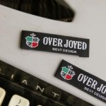 画像1: ばら刺繍タグ15mm横-盾OVER JOYED（黒） (1)