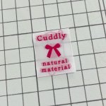 画像1: ばら刺繍タグ25mm縦-cuddlyリボン（白×ピンク） (1)